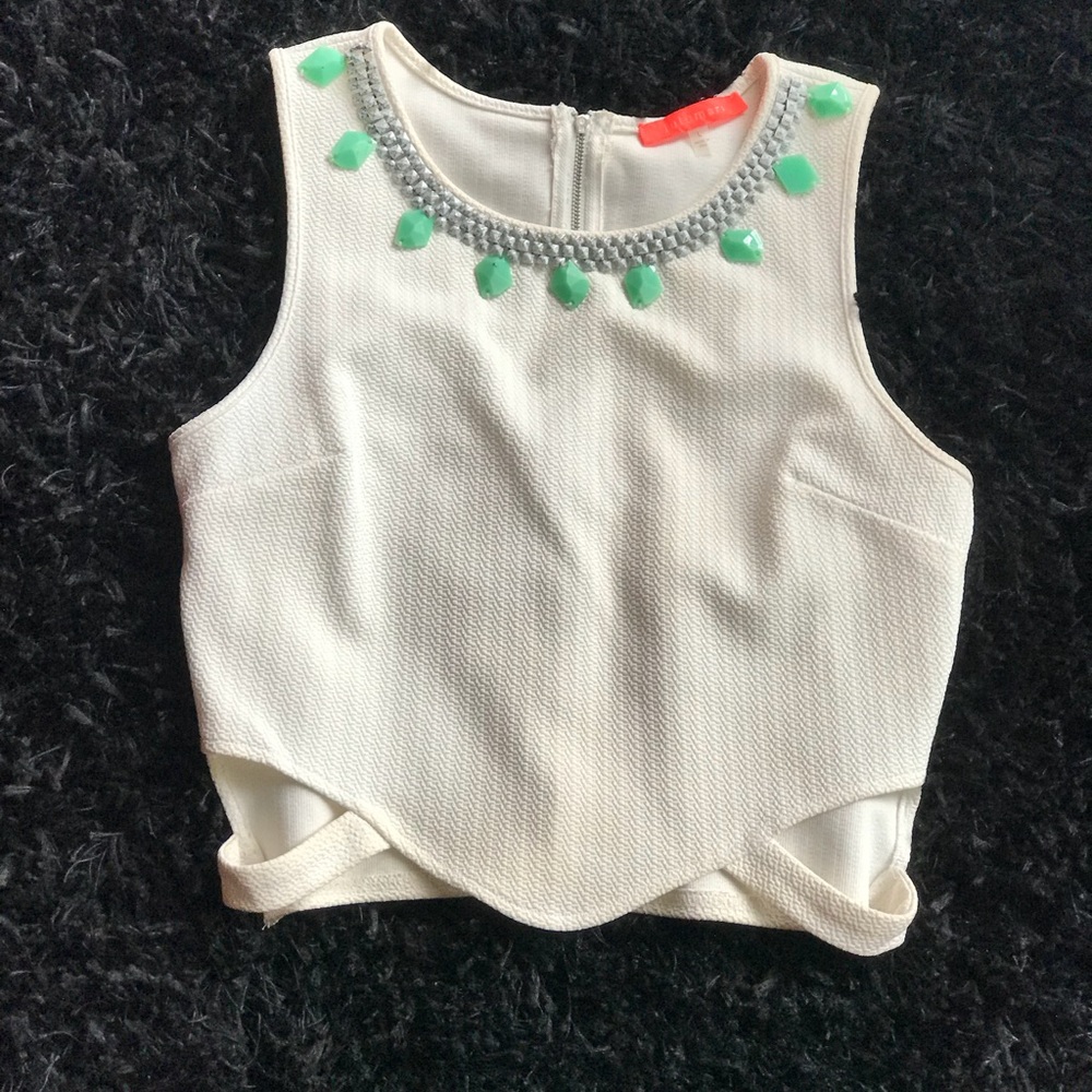 All-White Jewel Crop Top 🌟